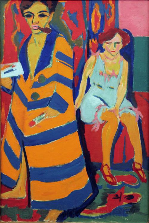 Ernst Ludwig Kirchner self-Portrait with Model (nn03) Norge oil painting art